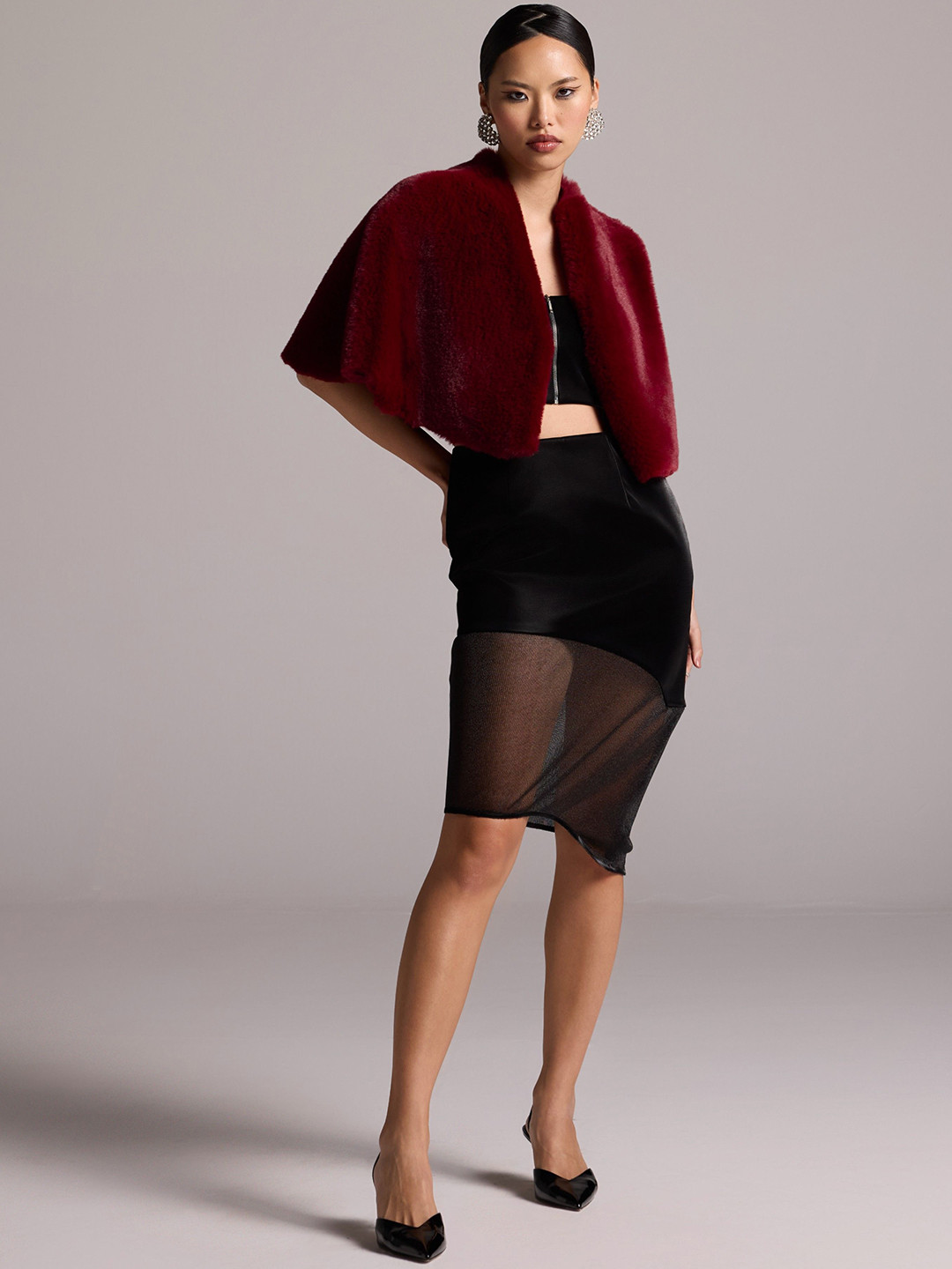 The Dapper Lady Women Shawl Collar Solid Faux Fur Casual Sherpa Jacket