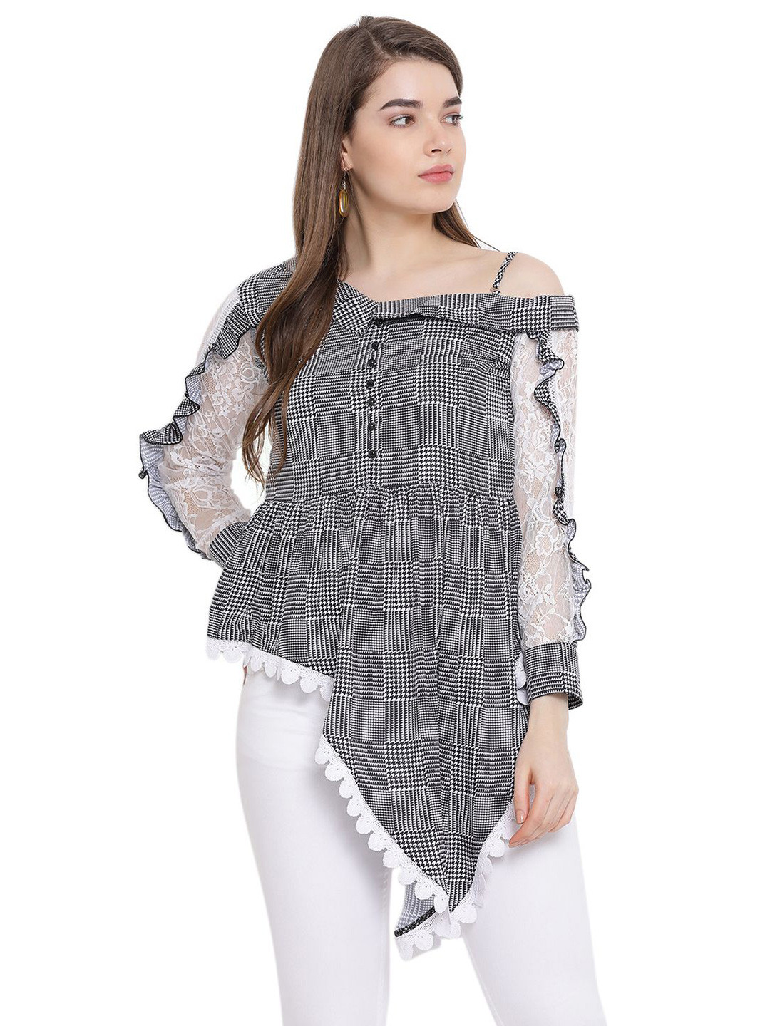 Moda Elementi Cold-Shoulder Chiffon Fit & Flare Dress