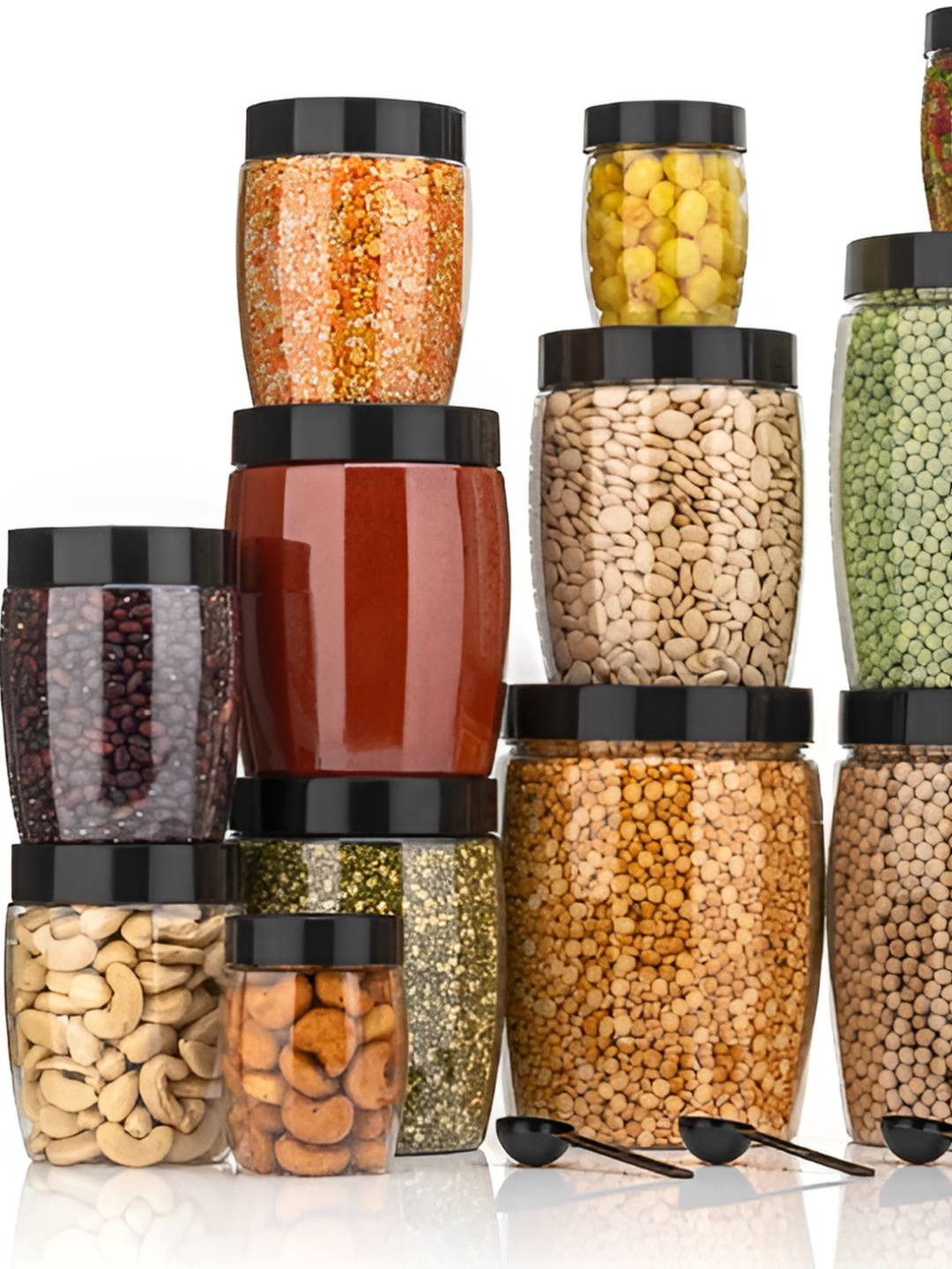 Hashone Transparent Plastic Dishwasher Safe 24 Piece Screw Top Canister
