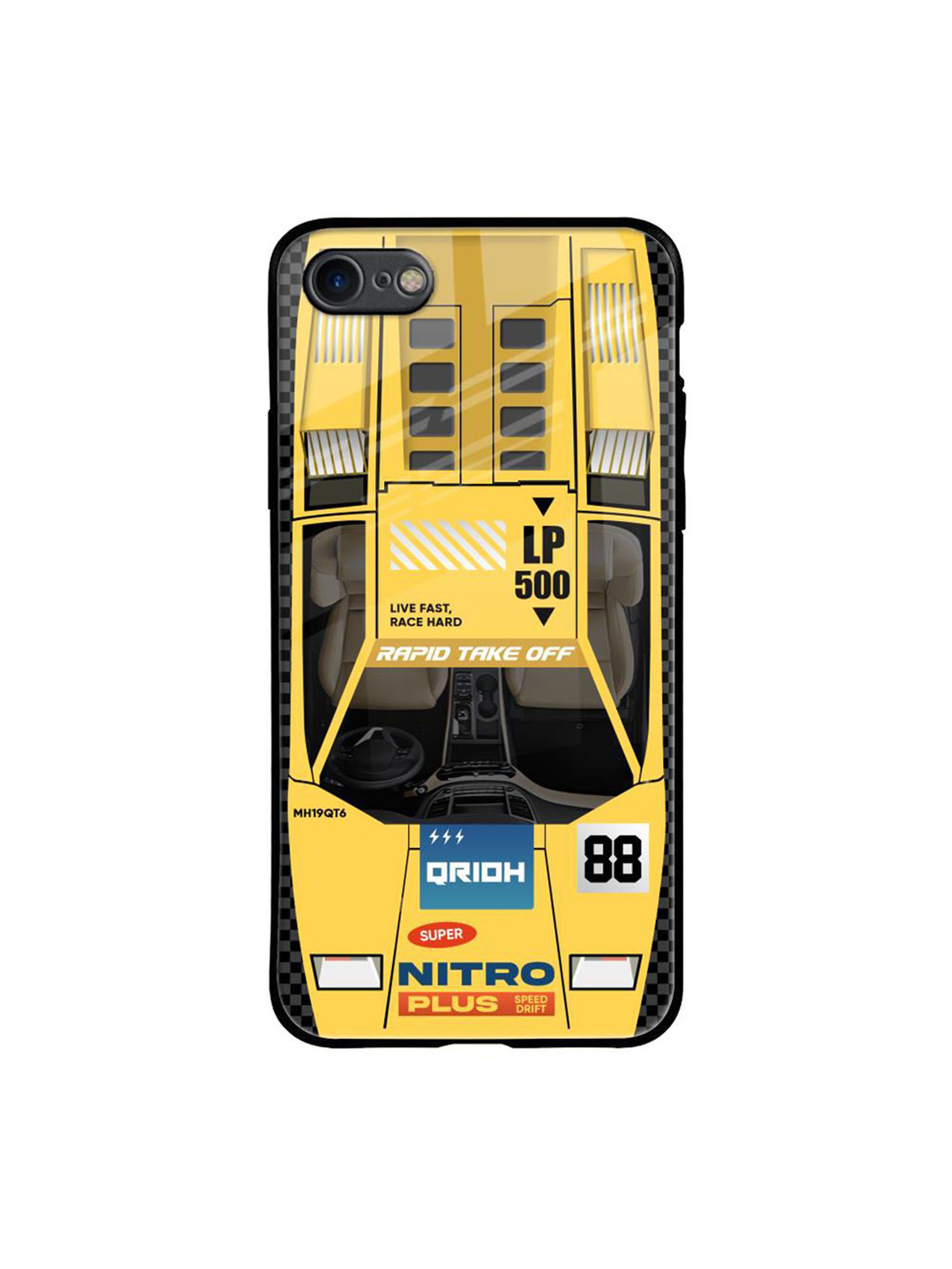 QRIOH Yellow Racing Car Printed iPhone 7 Back Case