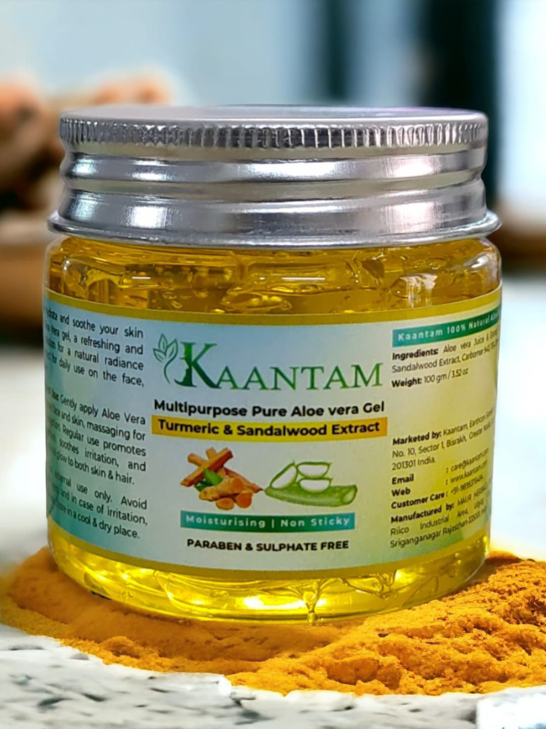 Kaantam Multipurpose Pure Aloe Vera Gel with Turmeric & Sandalwood Extract - 100 g