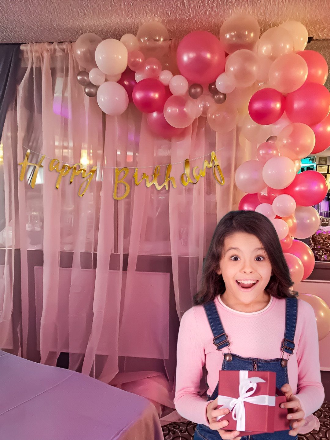 Special You 53 Pcs Pink & White Balloons & Banner Festive Decor