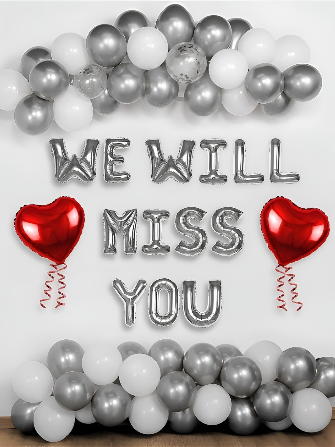 Special You 43 Pcs Red & Grey Balloons & Banner Festive Decor