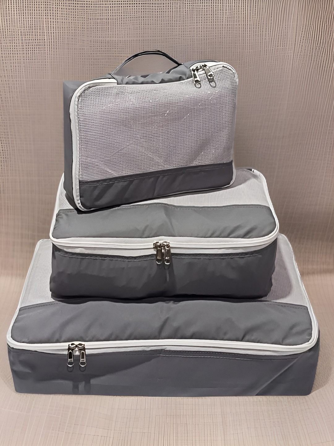 atorakushon Grey & Black 3 Pieces Travel Organizer Packing Cubes