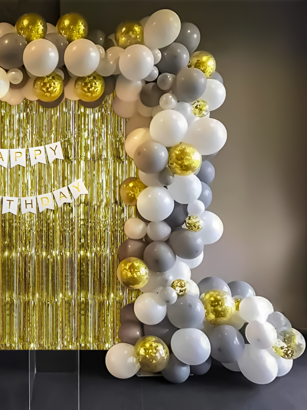 Special You 60-Pcs White Balloon & Curtains Happy Birthday Dcor