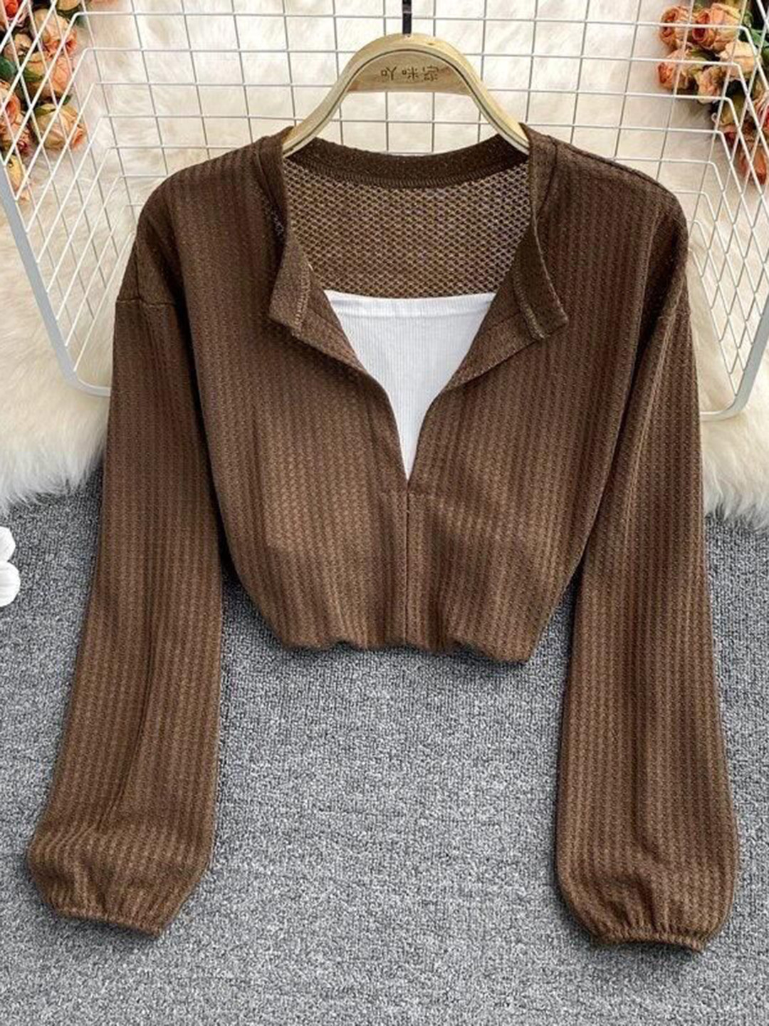 Miss Mosa By Akanksha  Brown Laurel Full Sleeve Summer Tops