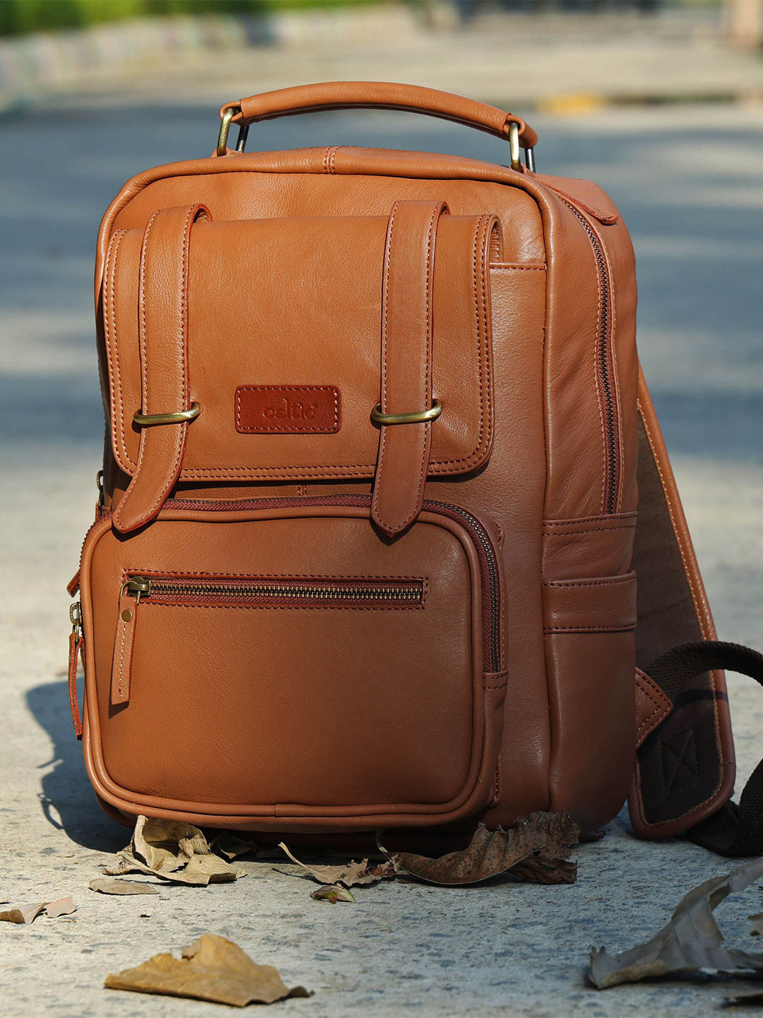 Celtic Unisex Solid Leather Camera Bag with Zip Closure