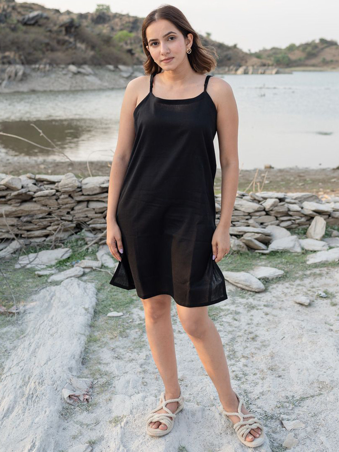 Babli Jade Black Slip Dress