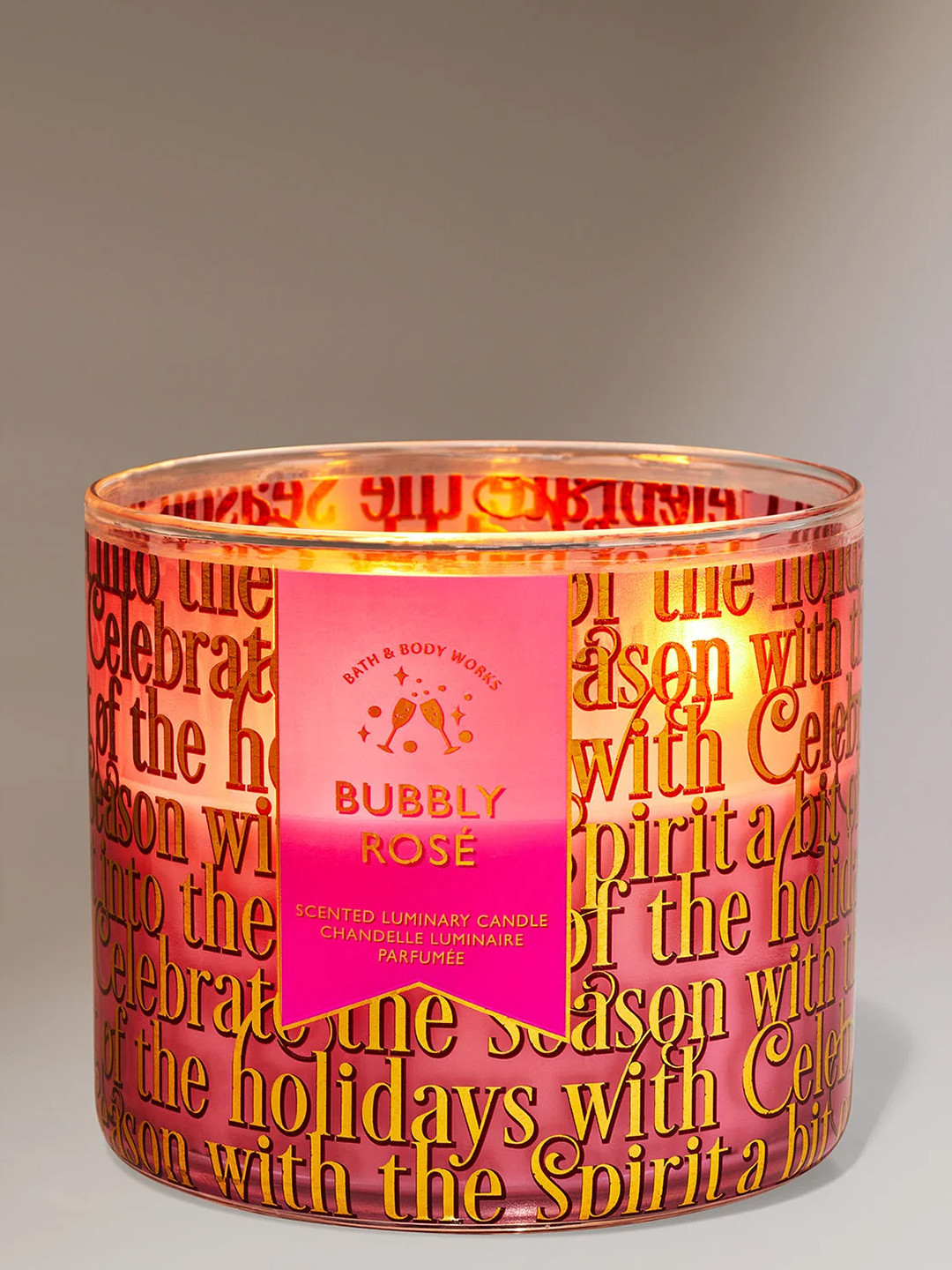Bath & Body Works Bubbly Rose Scented 3-Wick Candle - 411g
