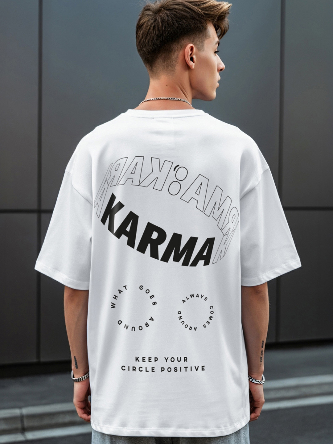 Bewakoof Men Typography Back Printed Oversized T-shirt