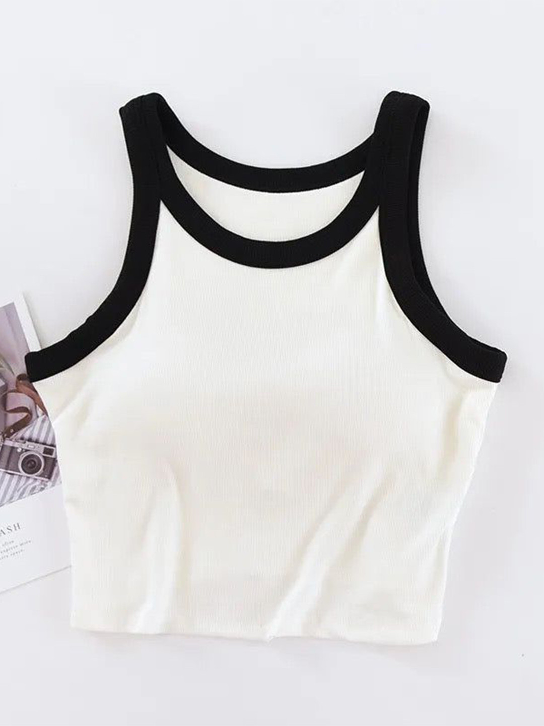 Miss Mosa By Akanksha  Women White Nikki Tank Tops with Inbuilt Bra