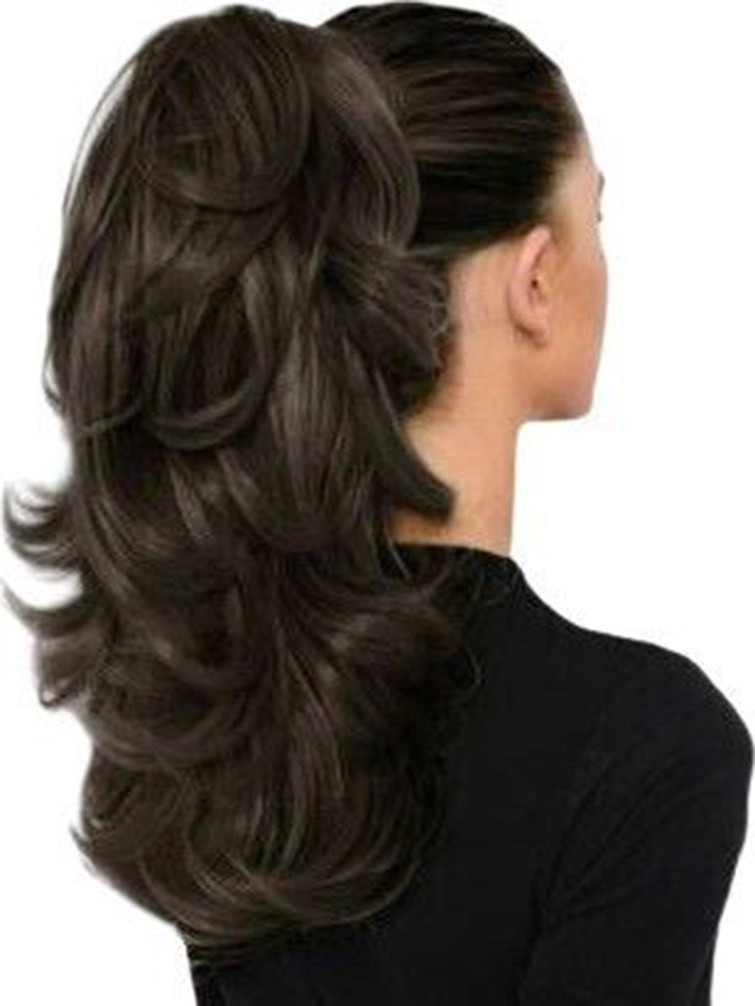 CRIBE Clip In In Wavy Ponytail Hair Extension - Brown- 20 Inch