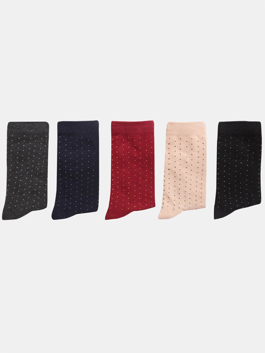 N2S NEXT2SKIN Women Pack Of 5 Polka Dot Patterned Cotton Crew-Length Socks