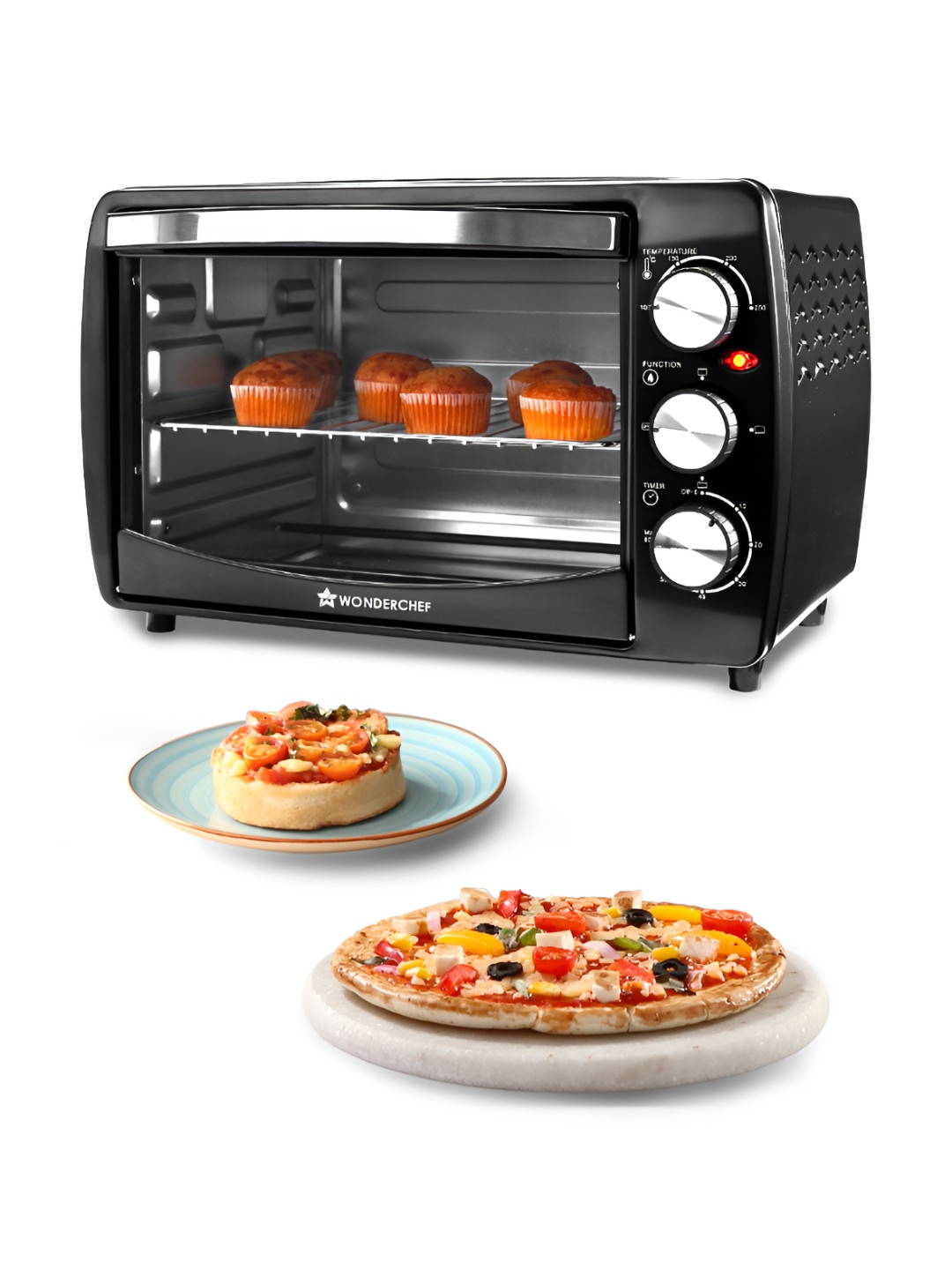 Wonderchef Black & Transparent Heat Resistant Oven Toaster Griller - 19 L