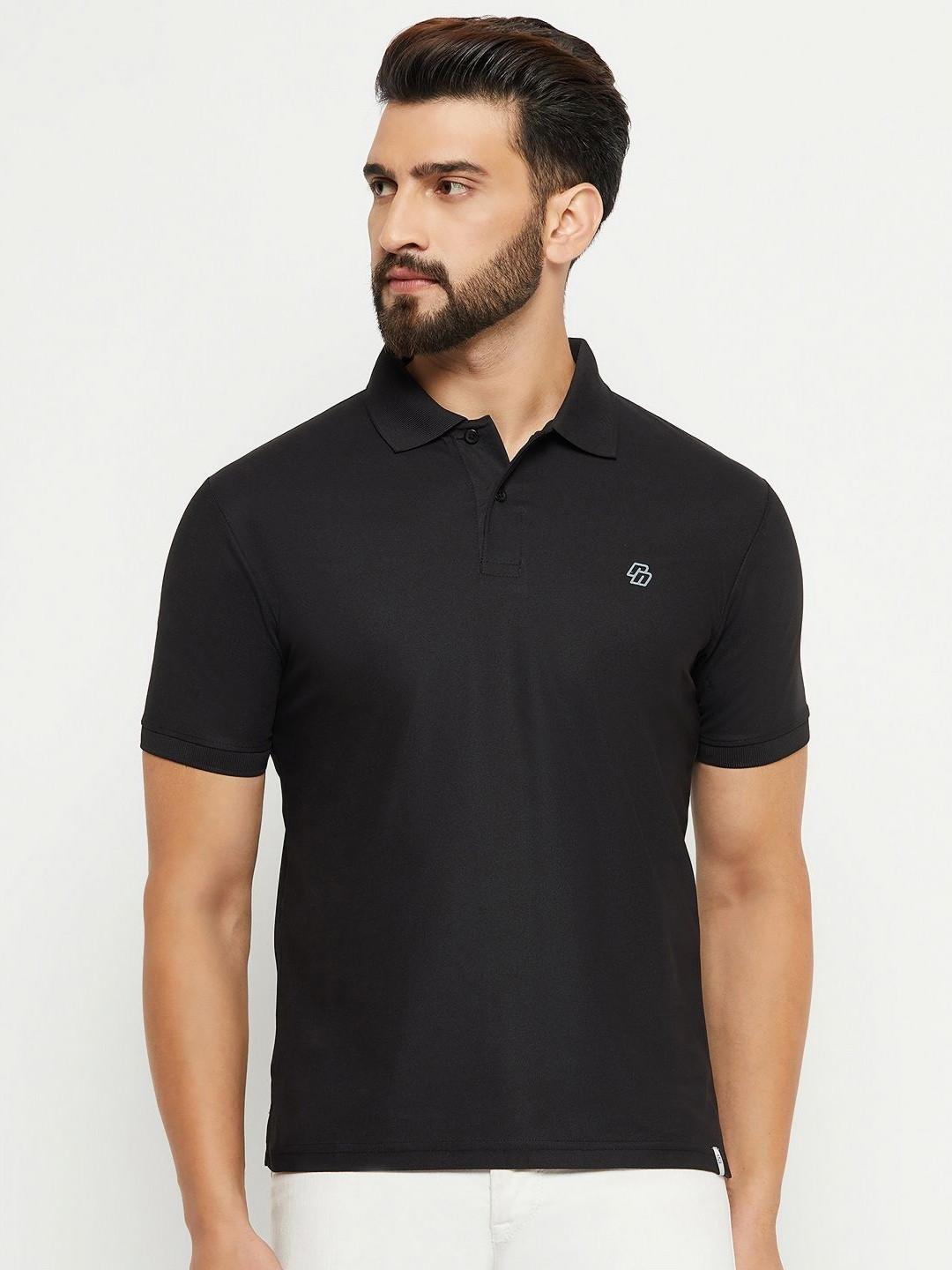 RENUOVO Men Solid Polo Collar Cotton T-shirt