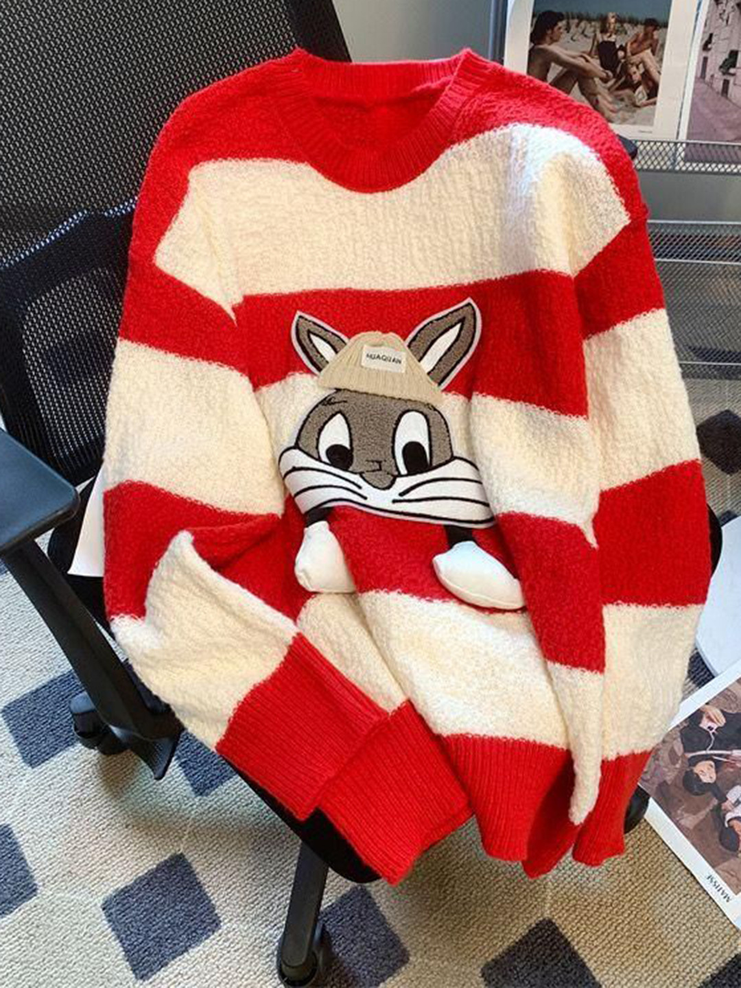 Miss Mosa By Akanksha  Red Jacob Striped Sweaters