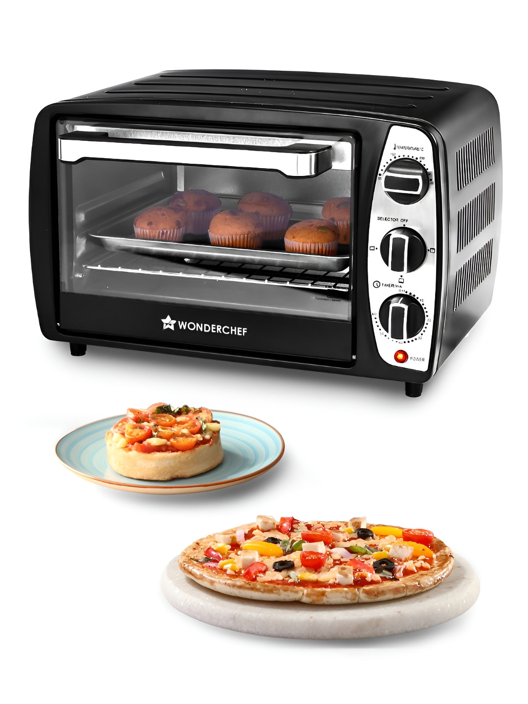 Wonderchef Black & Transparent Heat Resistant Oven Toaster Griller - 17 L