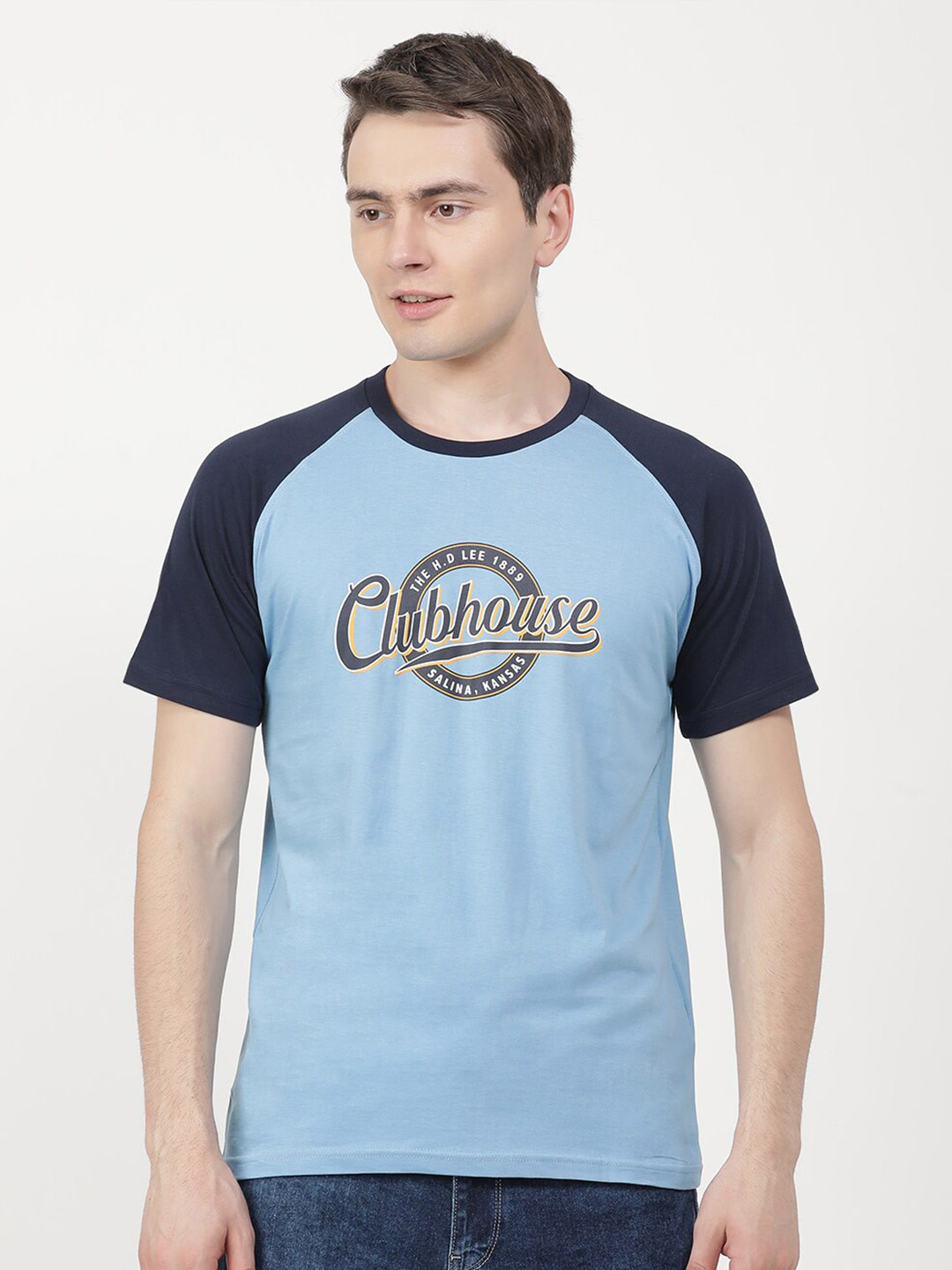 Lee Men Typography Printed Raglan Sleeves Cotton T-shirt