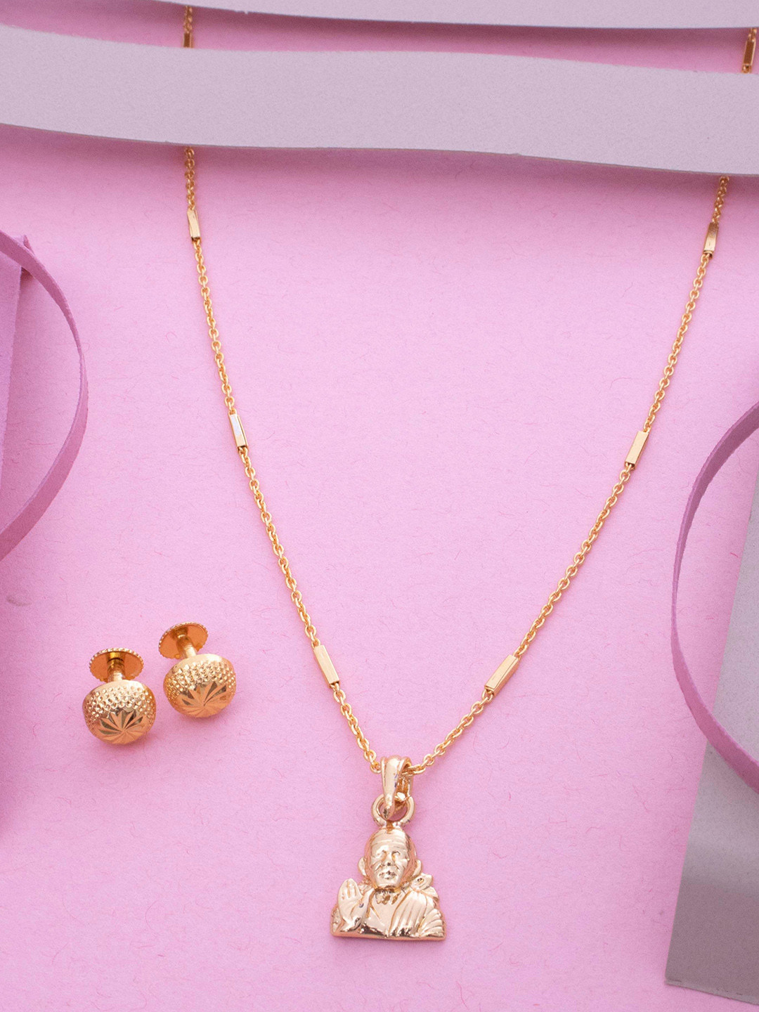 Ramdev Art Fashion Jwellery Gold Plated Sai Baba Jewellery Set