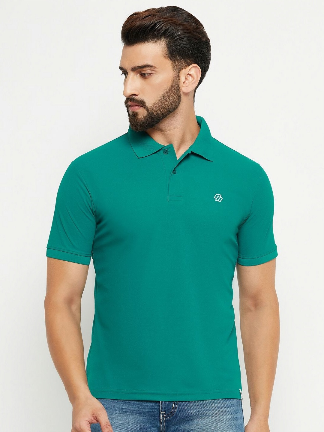 RENUOVO Men Solid Polo Collar Cotton T-shirt
