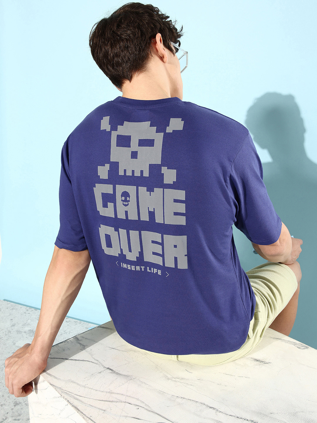 Navy Blue Graphic Printed Regular Fit T-shirt