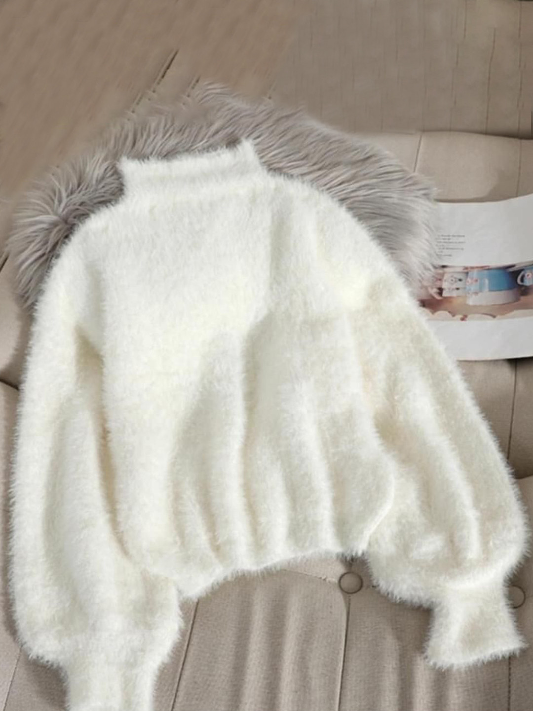 Miss Mosa By Akanksha  Women White Luxury Mohair Jumpers