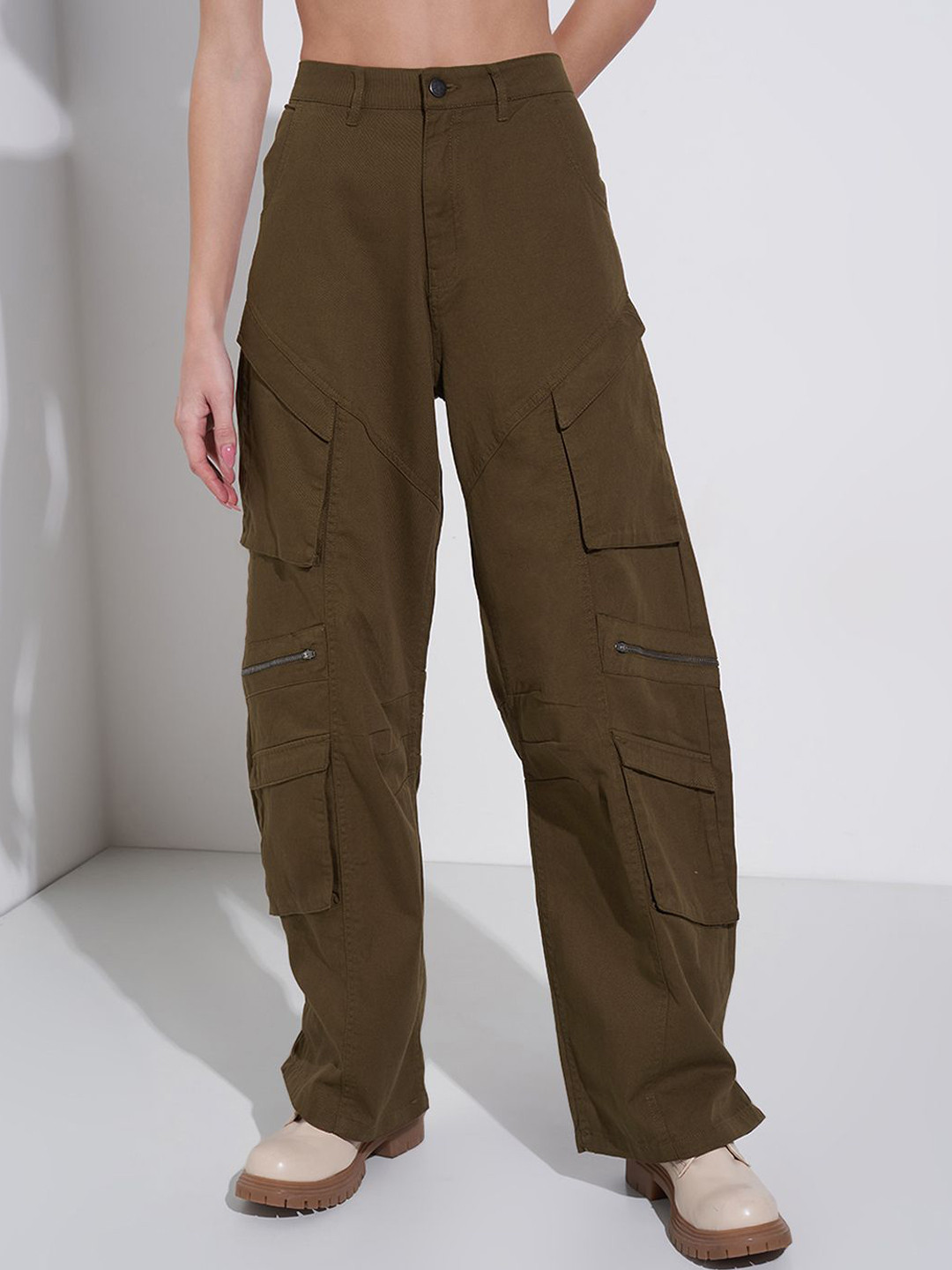 SF JEANS by Pantaloons High Rise Pure Cotton Trousers