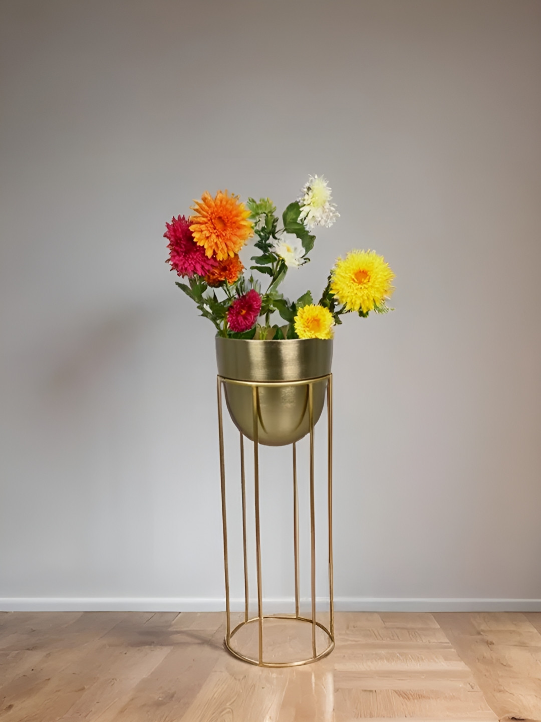 Royaloak Gold-Toned Floor Planter With Stand