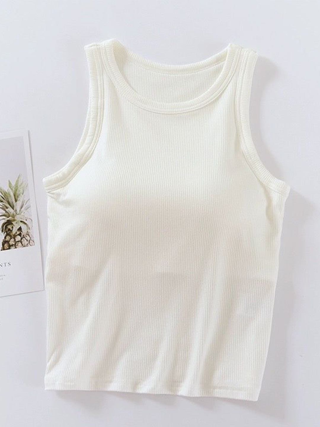 Miss Mosa By Akanksha  Women White Rosalie Tank Tops with Inbuilt Bra