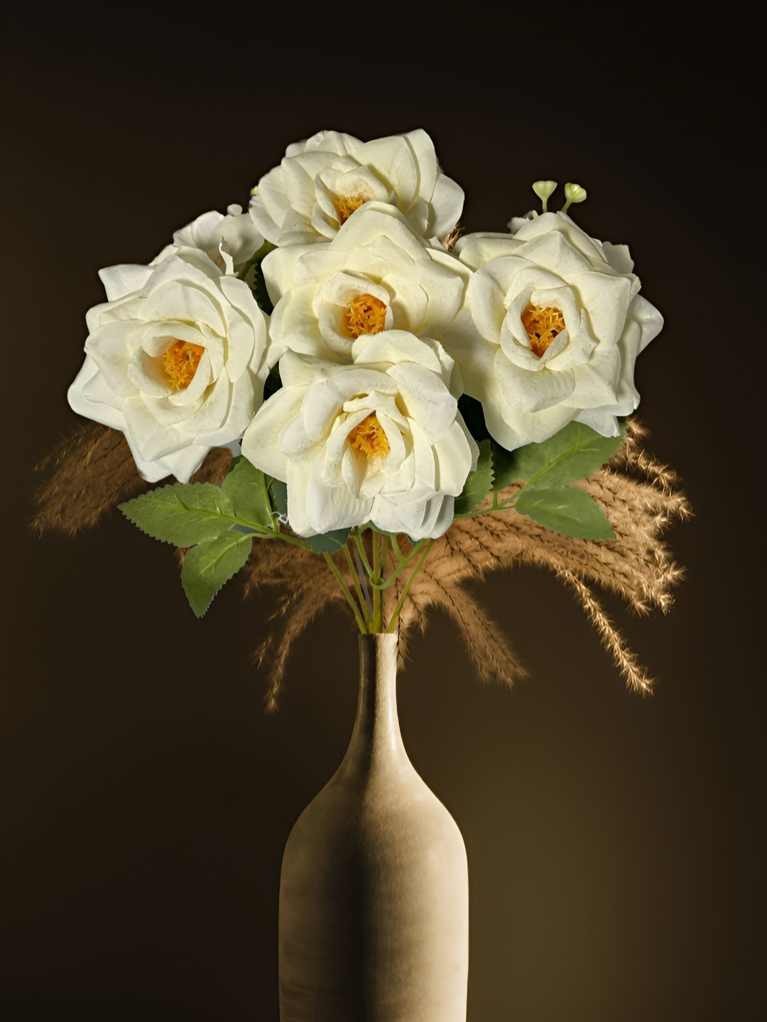 ARTSY White And Green Rose Artificial Flower