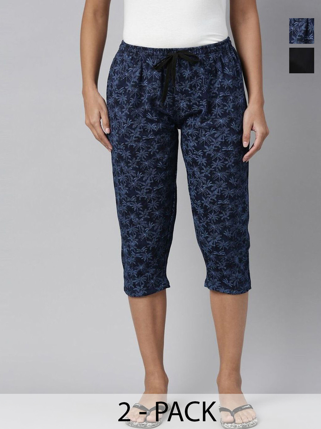 Kryptic Women Tropical Printed Regular Fit Cotton Capris