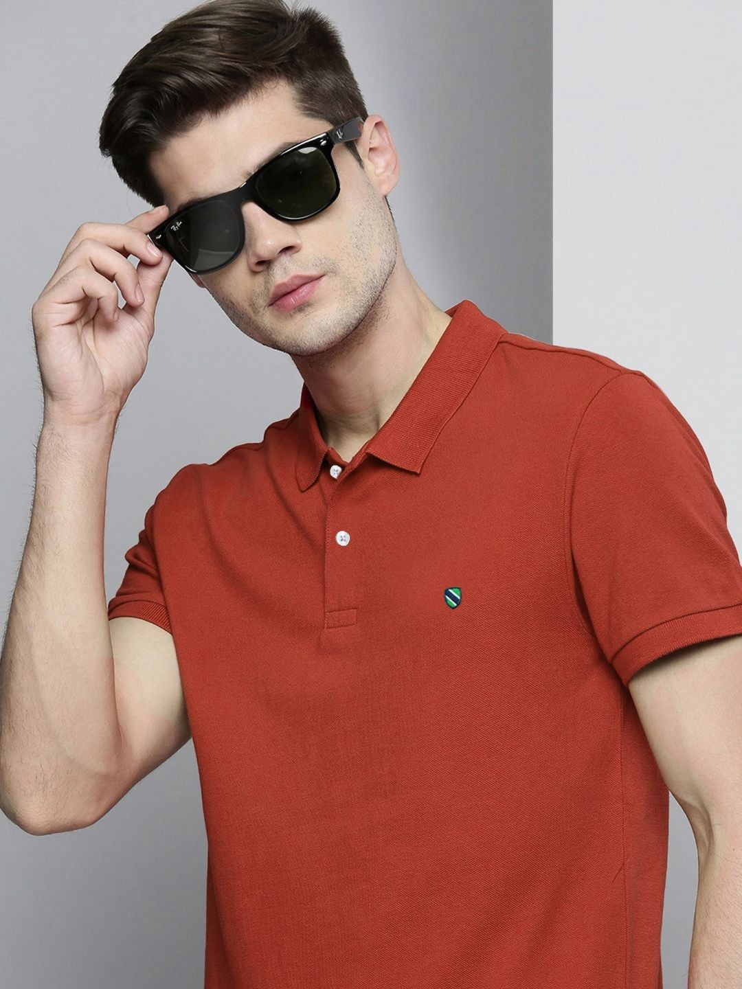 MERRIMENT Men Solid Polo Collar Cotton T-shirt
