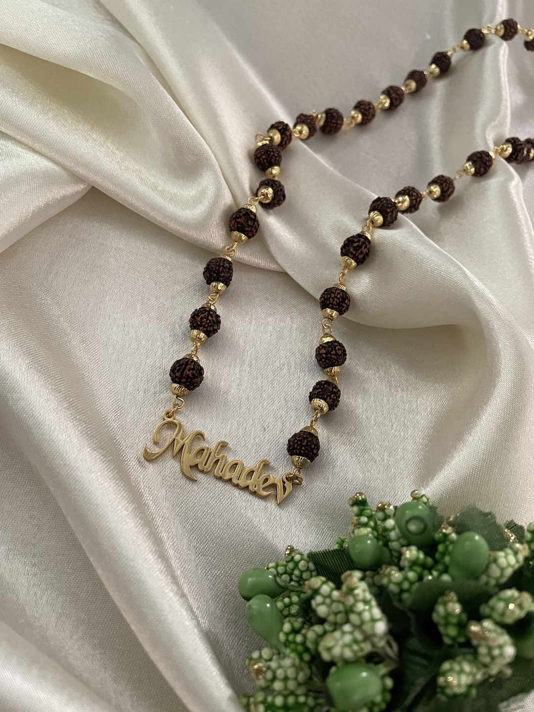 Digital Dress Room Men Gold-Plated Mahadev & Rudraksha Statement Necklace