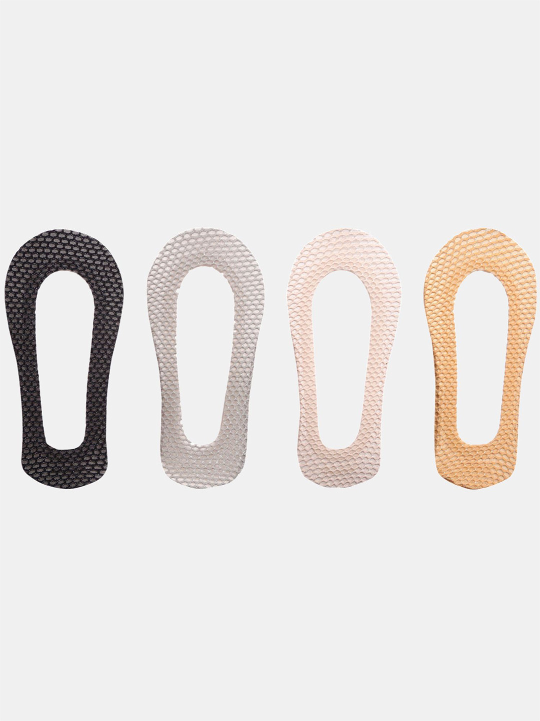 N2S NEXT2SKIN Women Pack Of 4 Mesh Patterned Cotton No-Show Shoe Liners