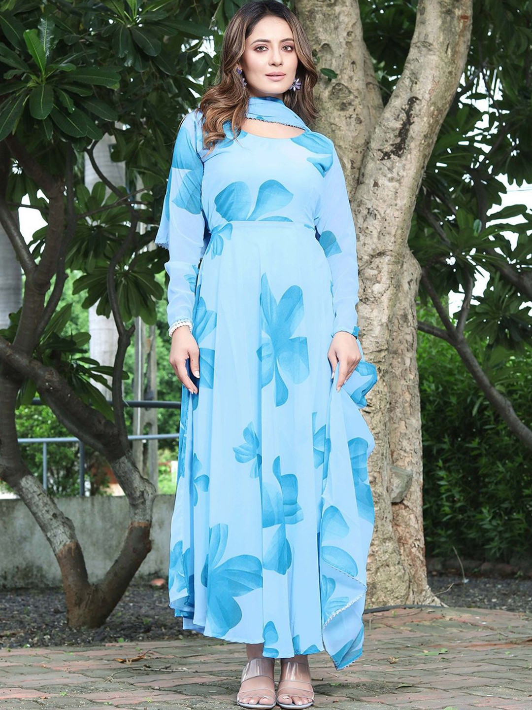 Jash Creation Women Floral Printed Cotton Dress With Dupatta