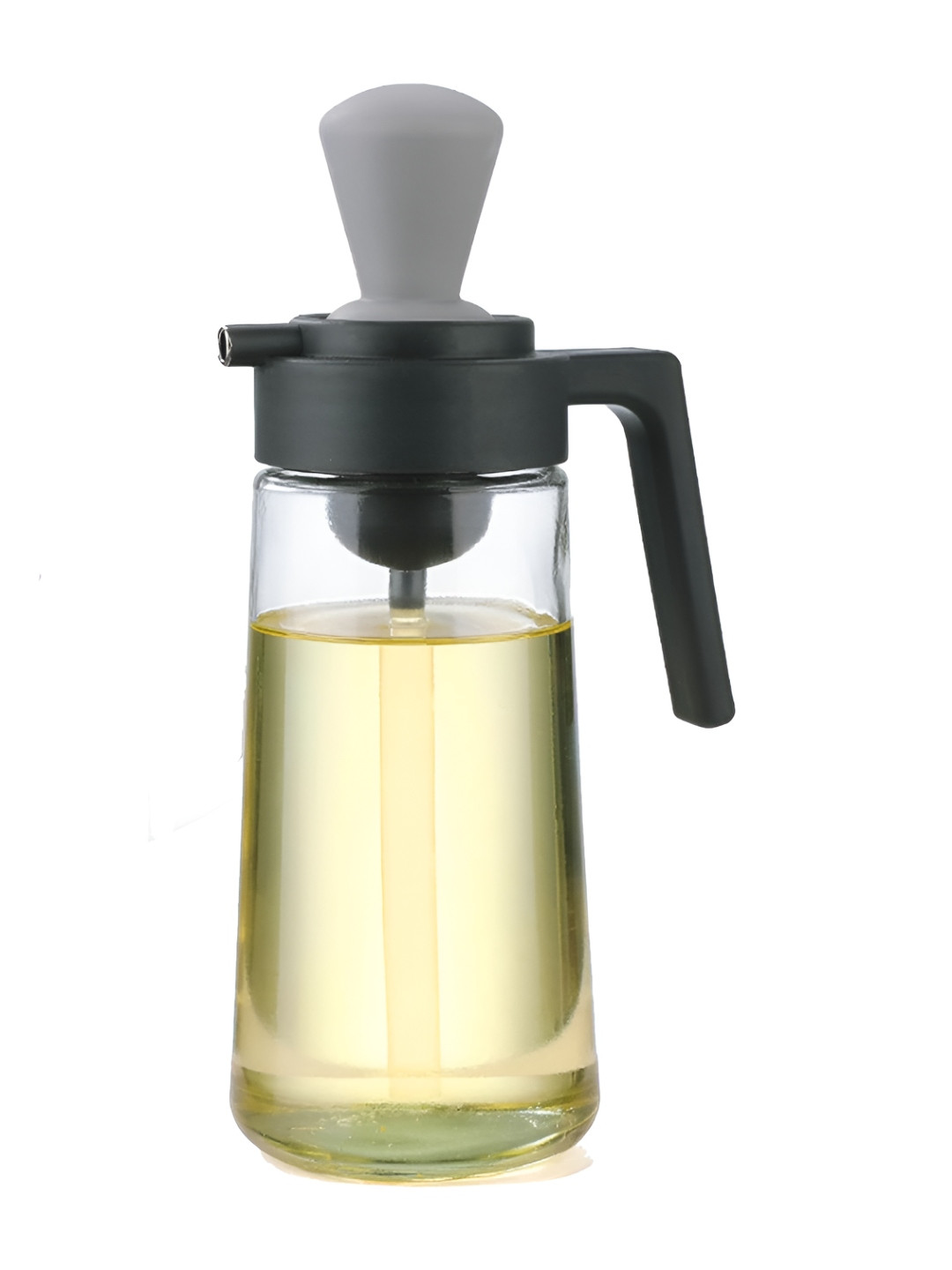 Baskety Grey Glass Dishwasher and Microwave Safe Oil Dispenser With Brush 550ml