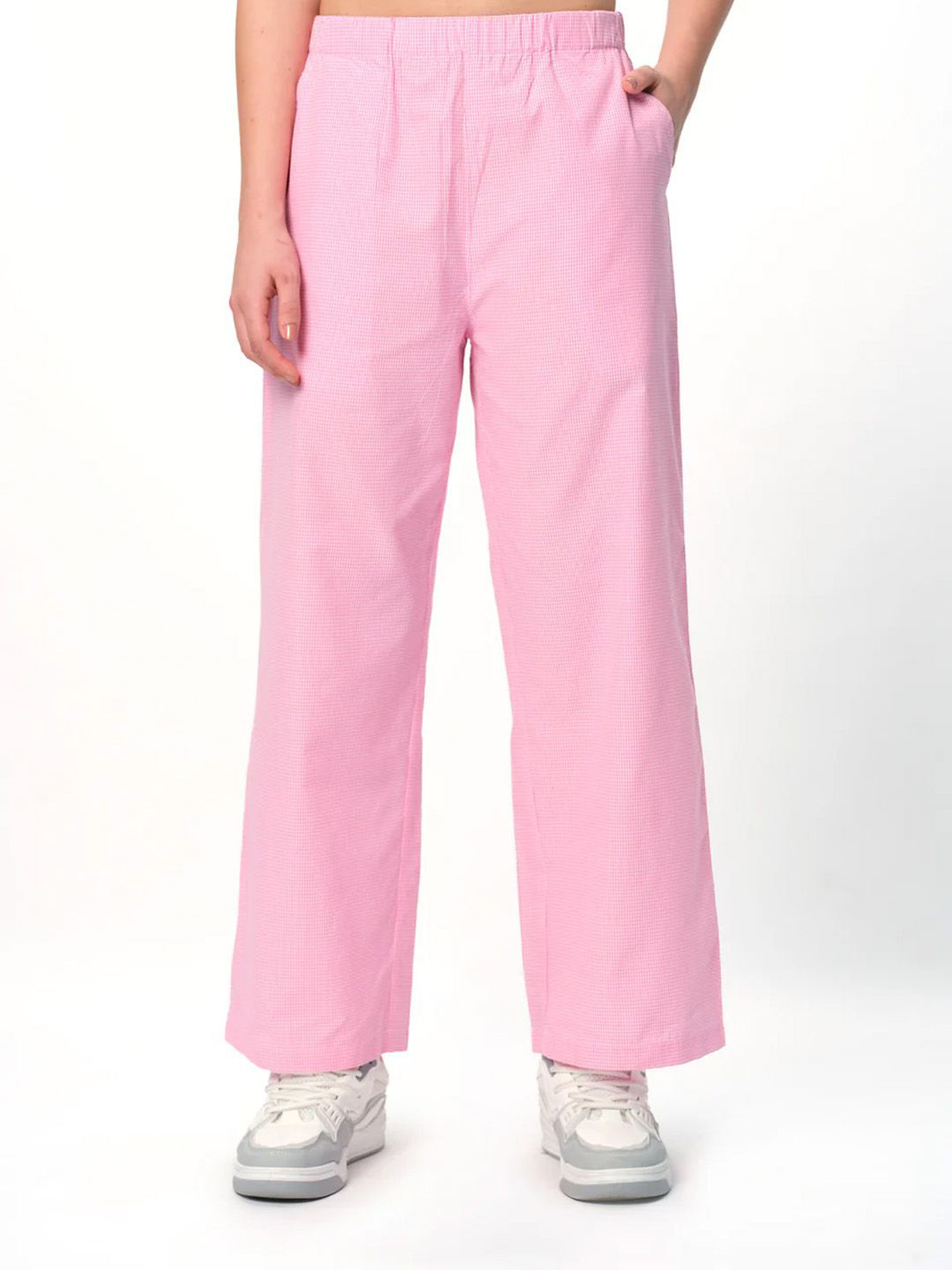 Bonkers Corner Women Pink Small Checkered Pants