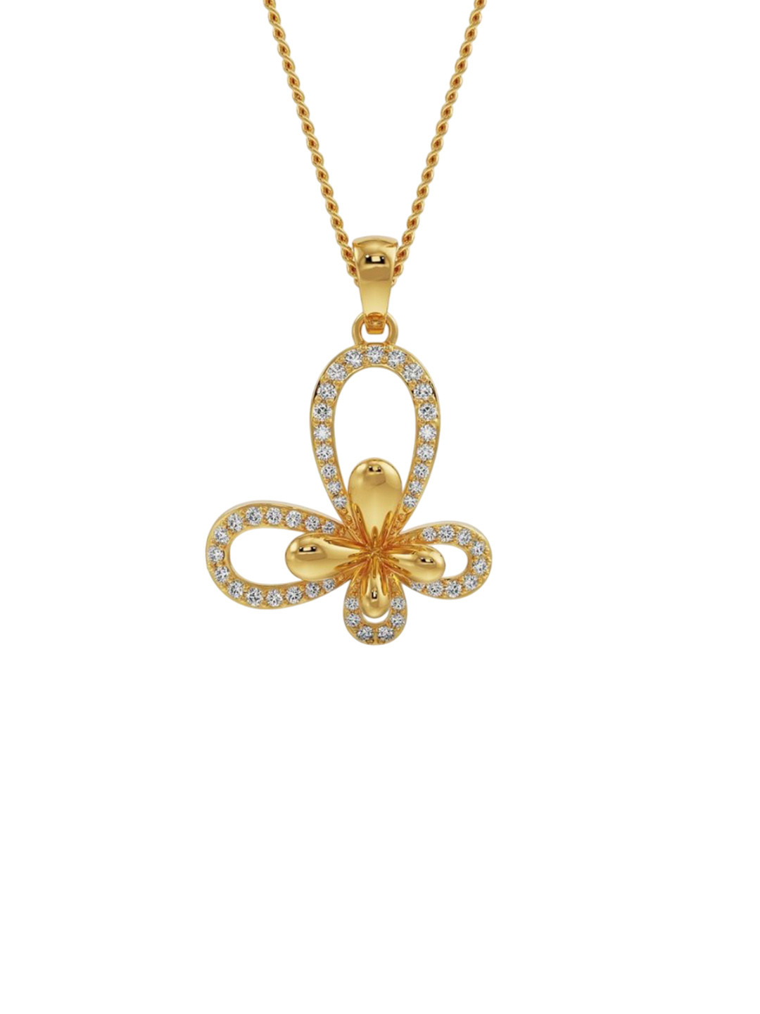 Emori Floral Butterfly 18KT Gold Lab Diamond Pendant
