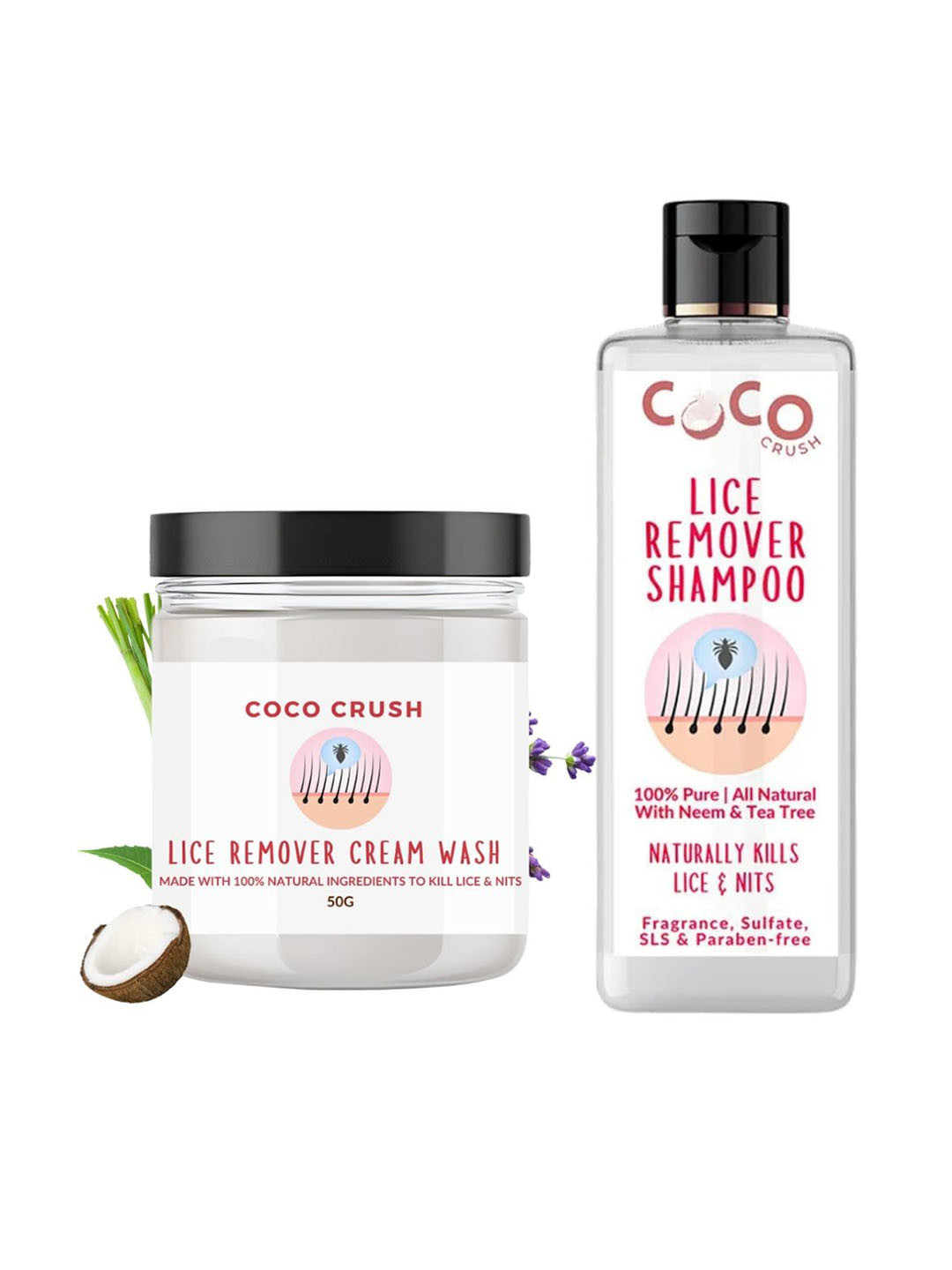 Coco Crush Set Of 2 Lice Removal Hair Cream - 50 g & Shampoo - 100 g