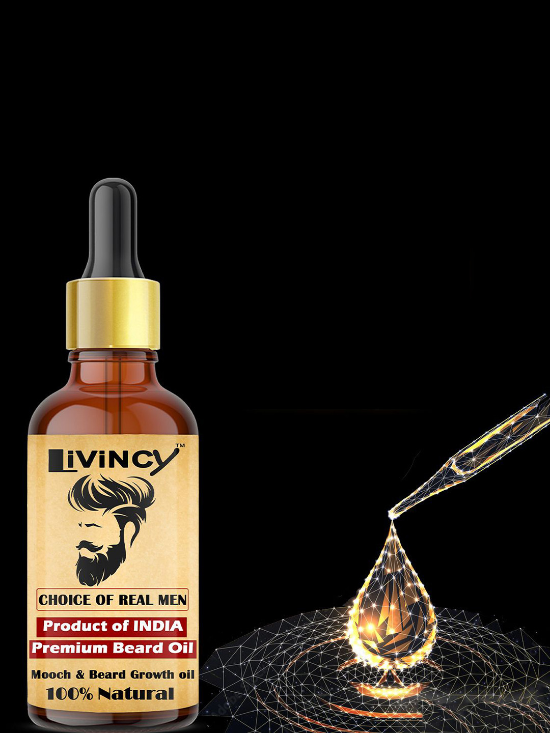 LIVINCY Premium Beard & Mooch Growth Oil For Thicker And Longer Beard - 30 ml