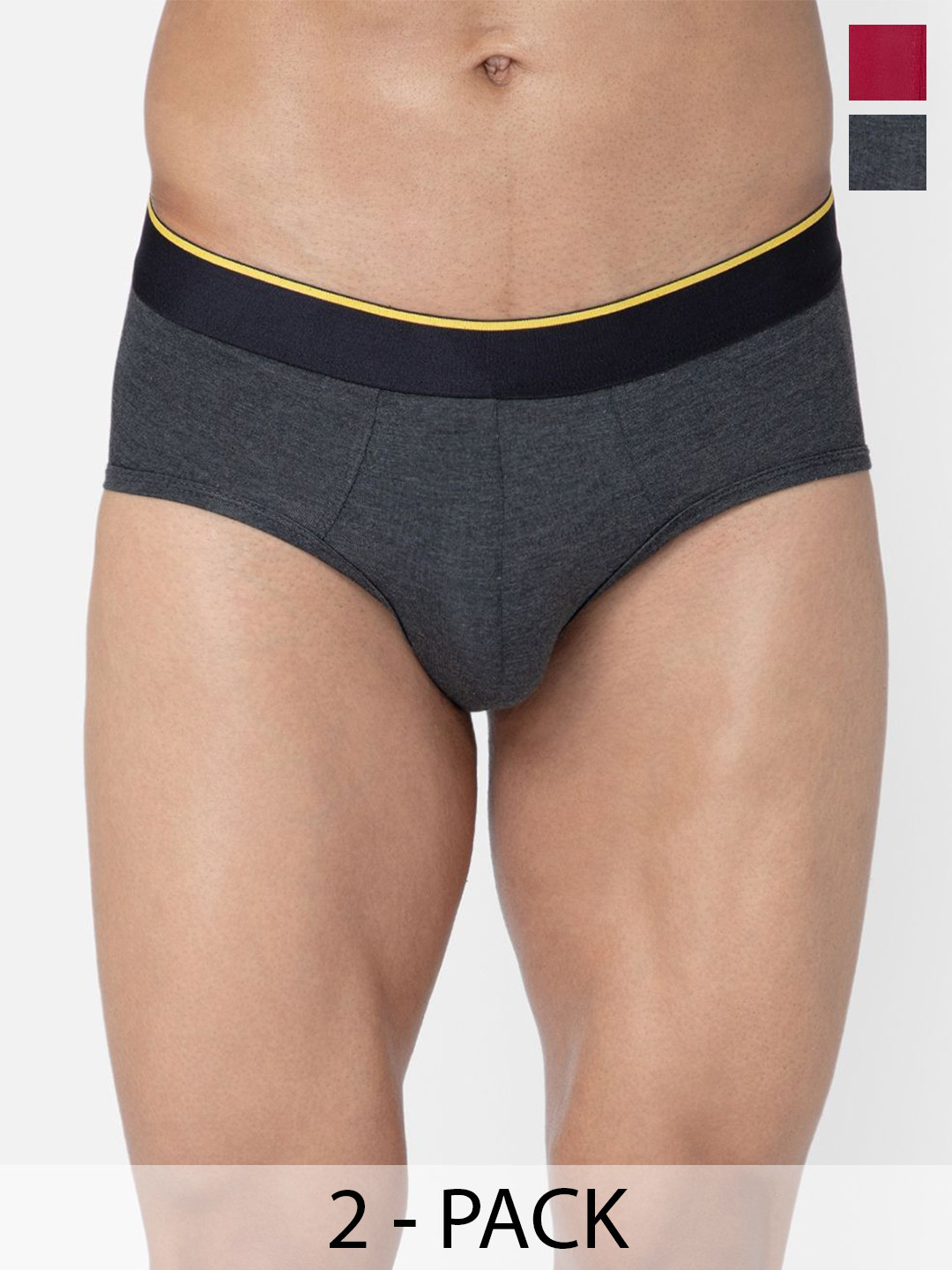 bummer Men Pack of 2 Solid Micro Modal Briefs Underwear BRCHMGE02S