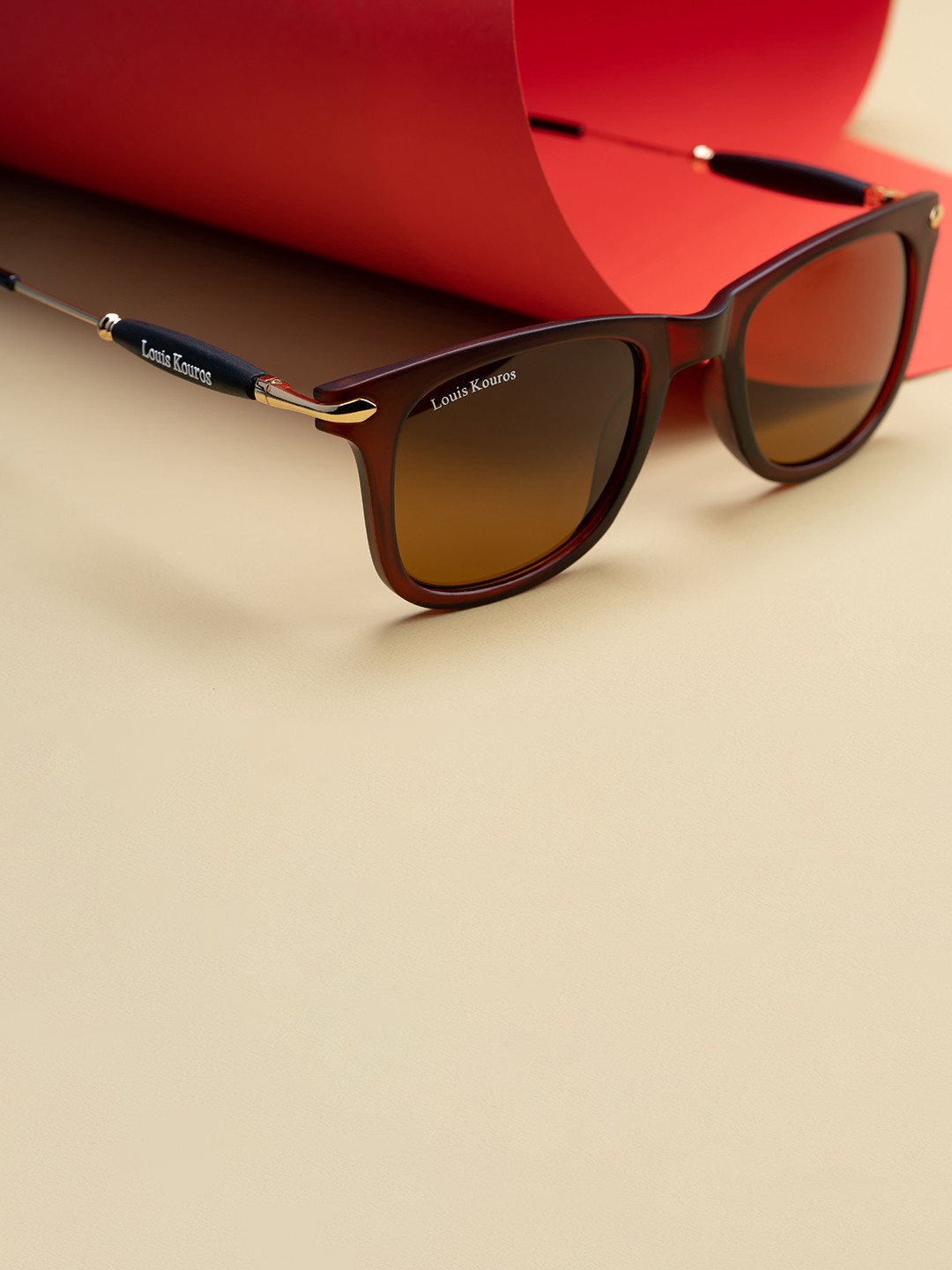 LOUIS KOUROS Unisex Brown UV Protected Buloster Lens Square Sunglasses