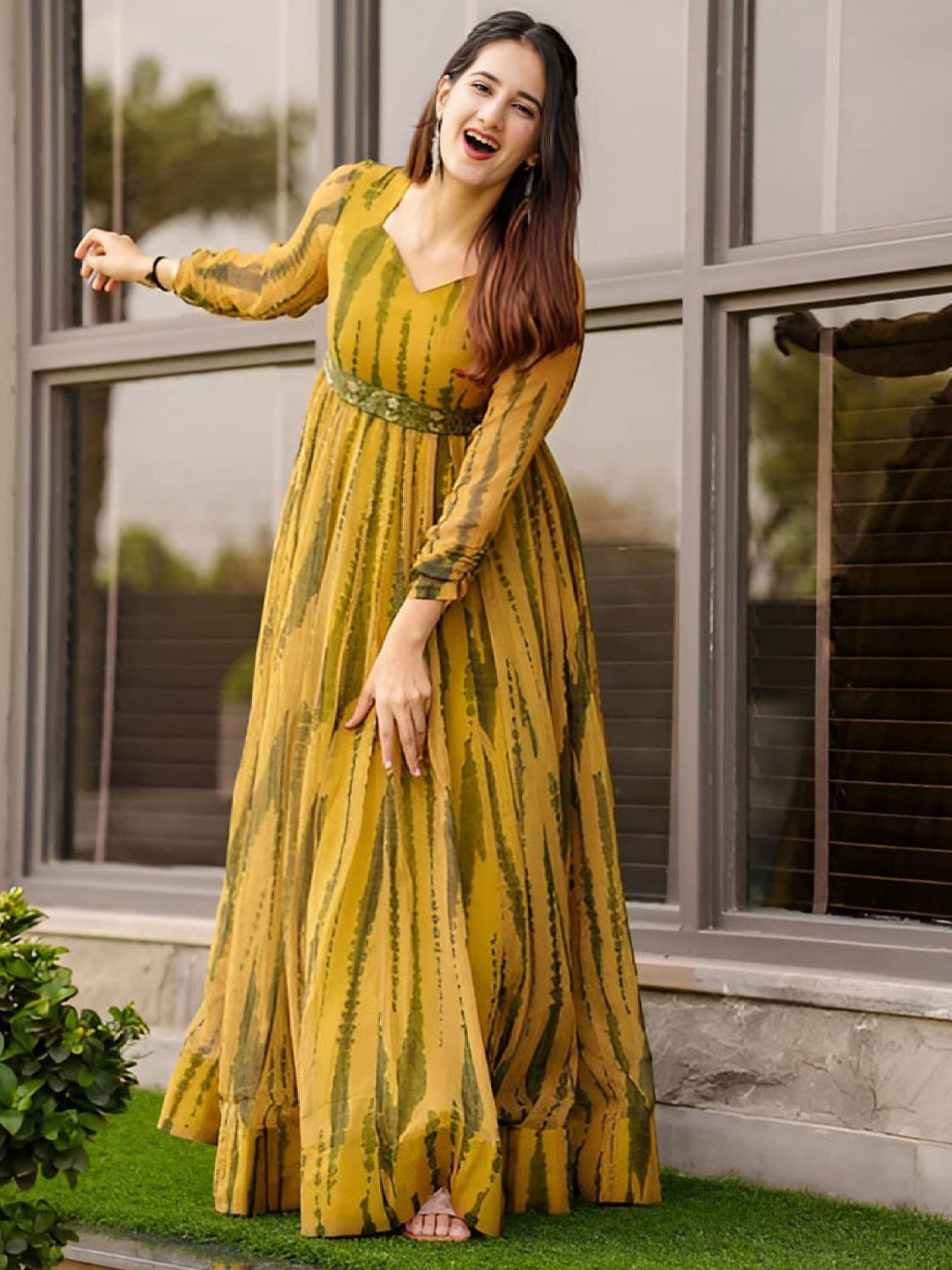 Jash Creation Women Tie And Dye Crepe Fit & Flare Maxi Dress