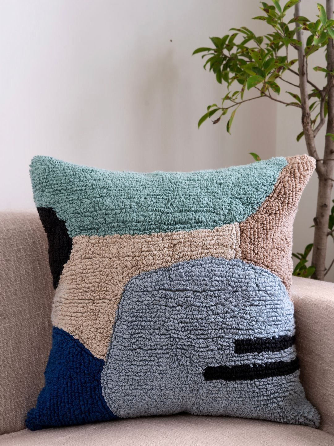 Rya Living Blue & Green Abstract Printed Cotton Square Cushion Covers