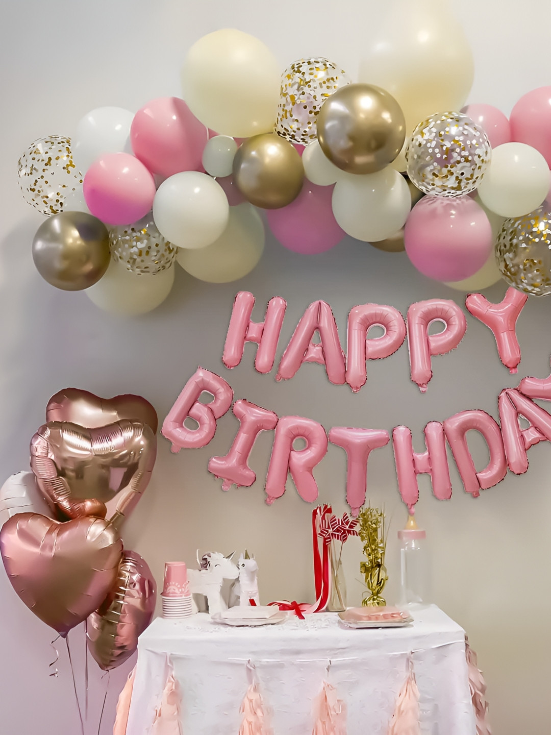 Special You 69 Pcs Pink & White Balloons & Banner Festive Decor