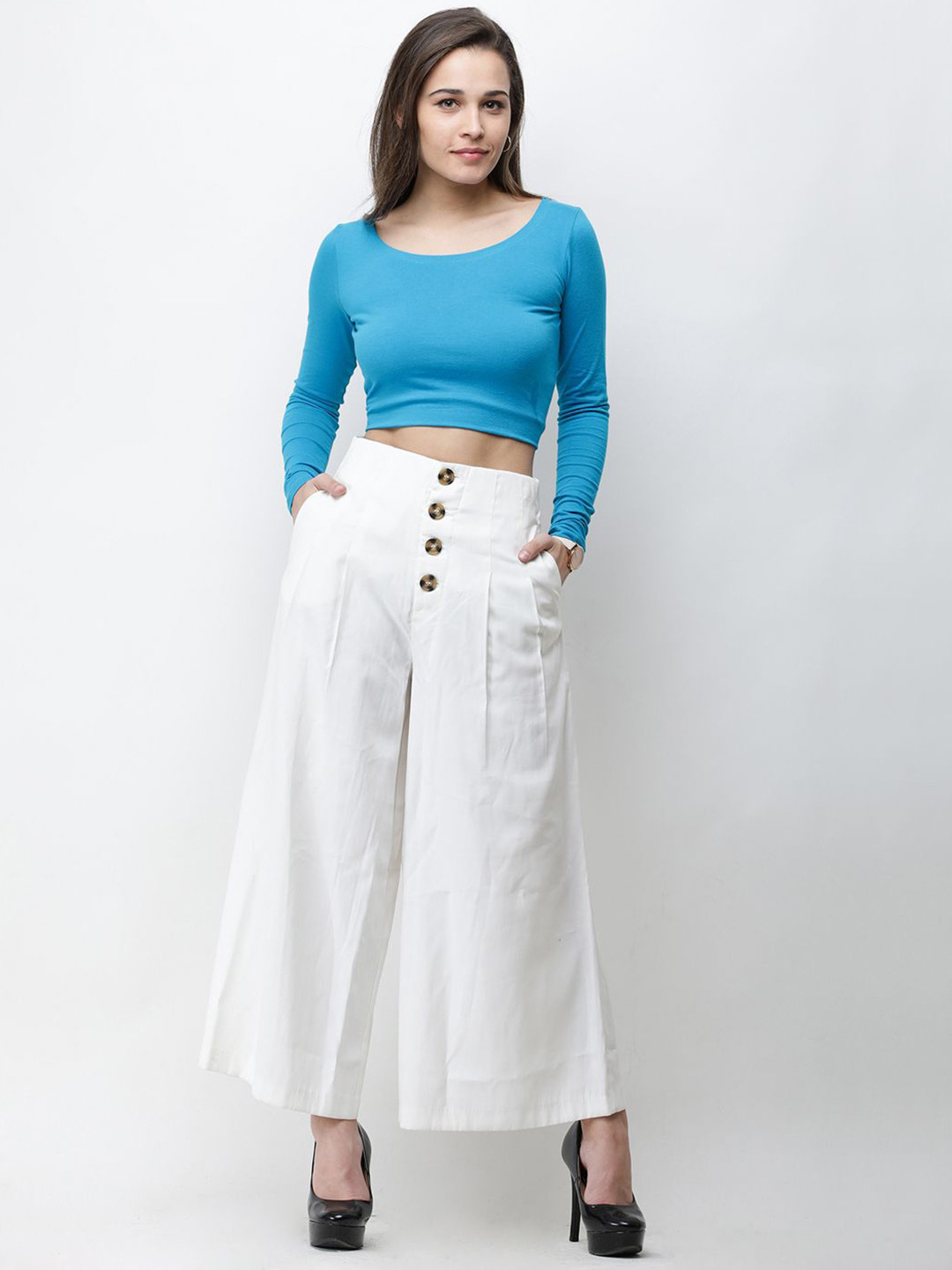 Moda Rapido Women Solid Scoop Neck Cotton Top