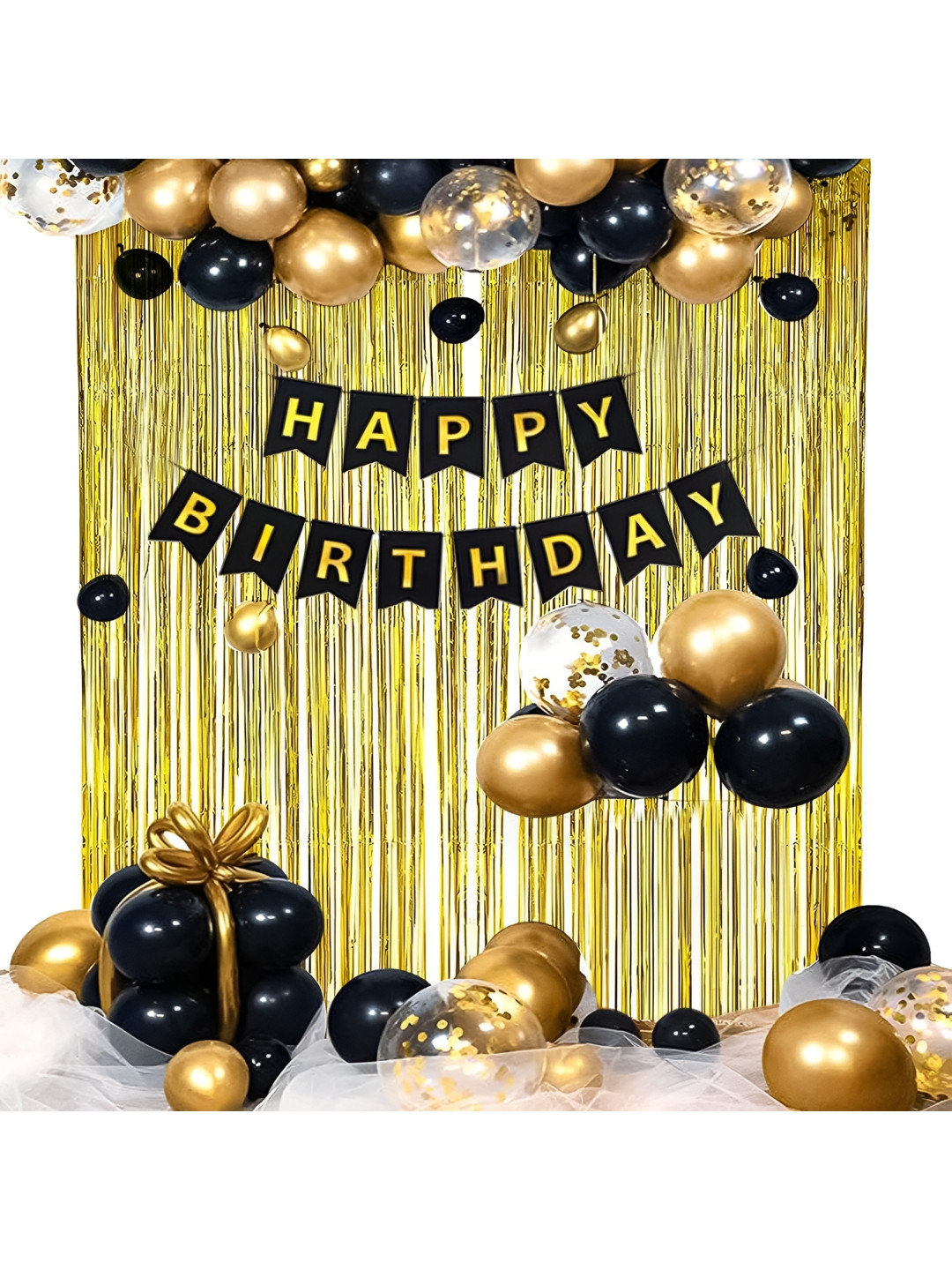 Special You 36 Pcs Black & Yellow Balloons & Banner Festive Decor