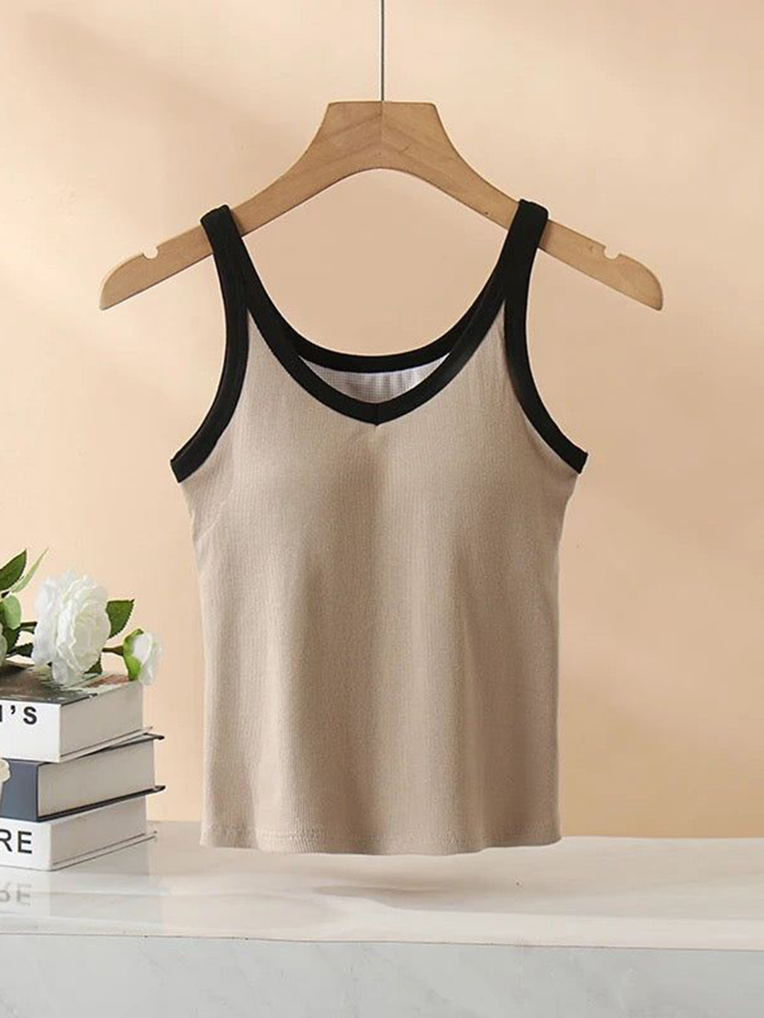 Miss Mosa By Akanksha  Women  Brown Bagatelle Tank Tops with Inbuilt Bra