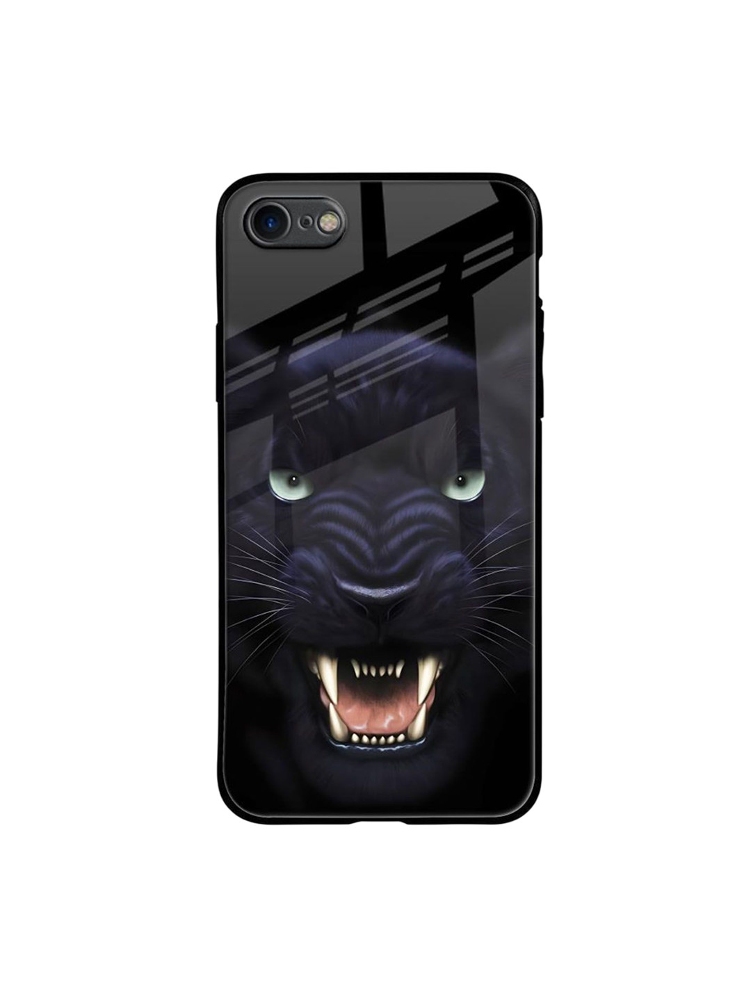 QRIOH Angry Black Leopard Printed iPhone 7 Back Case