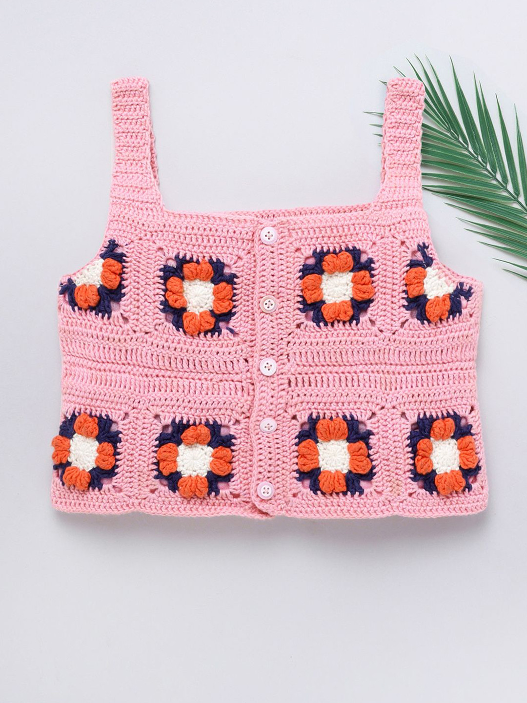 Naughty Ninos Girls Ethnic mofits  Crochet vest Crop Top
